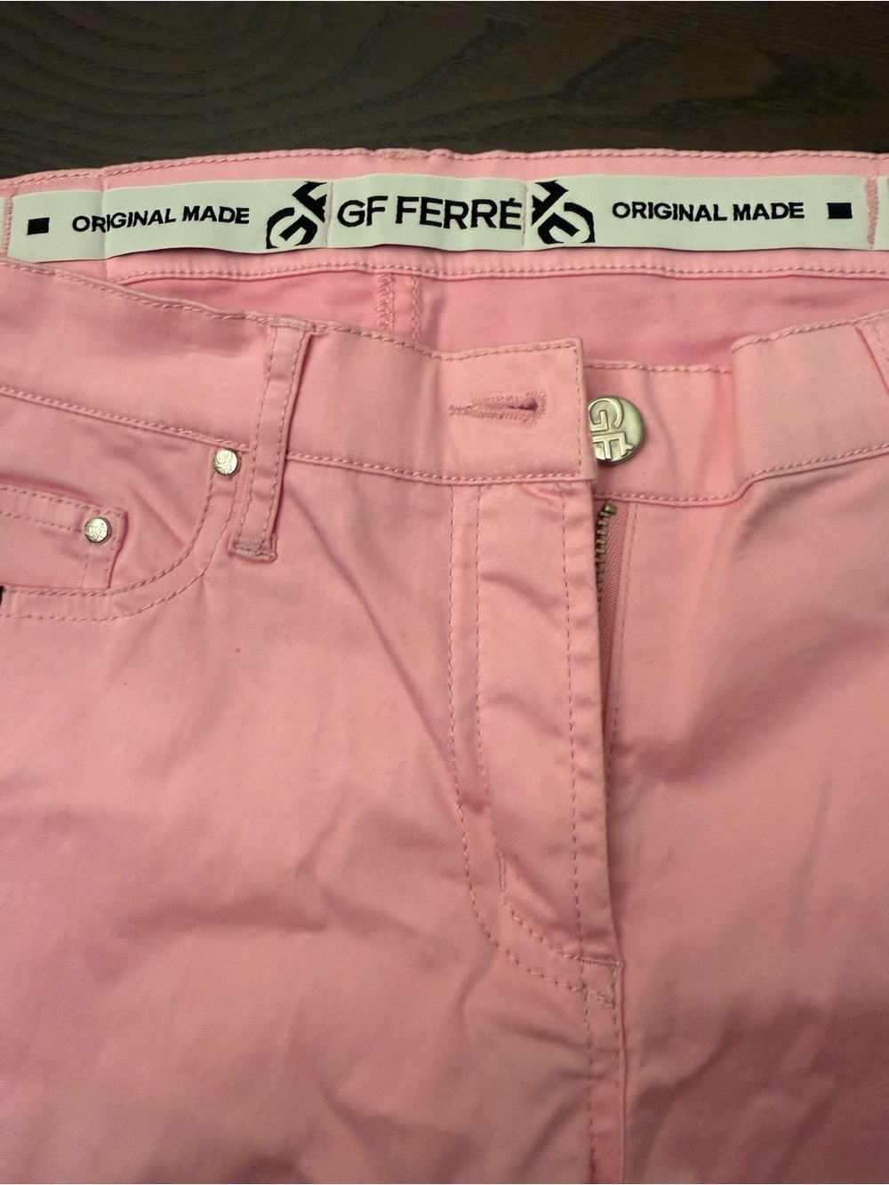 GF Ferré Pink Denim Jeans Straight Leg Made in Italy Sz 28